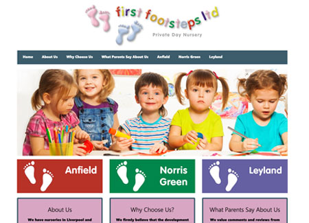 Silver website example - First Footsteps Nurseries