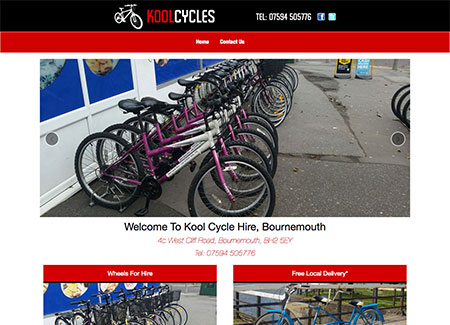 Bronze website example - Kool Cycles Hire Bournemouth