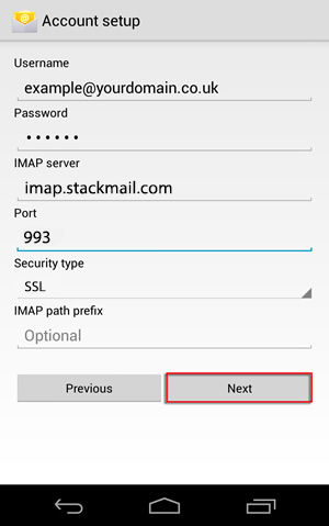 Android phones - Account Settings