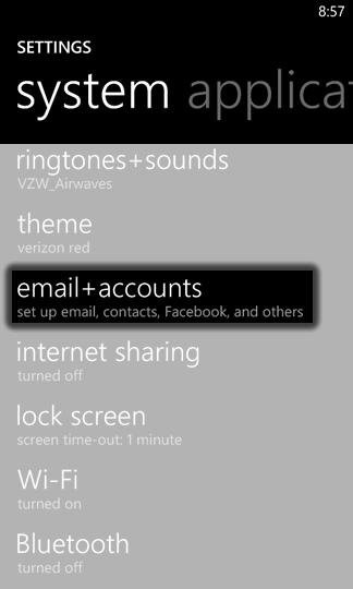 Select email accounts