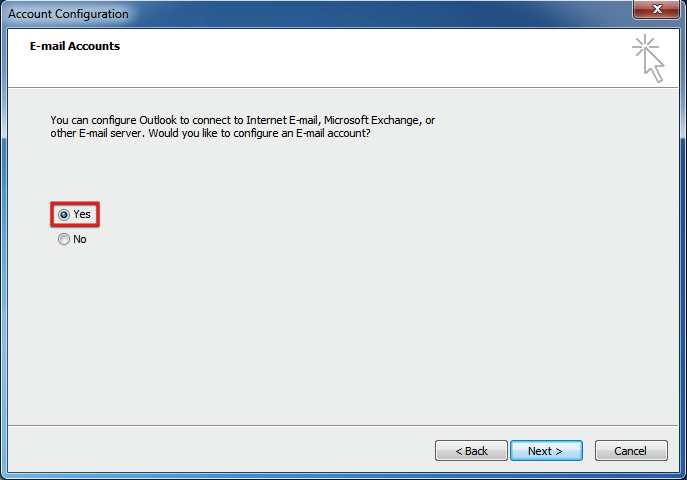 Configure Email Account - Outlook 2010
