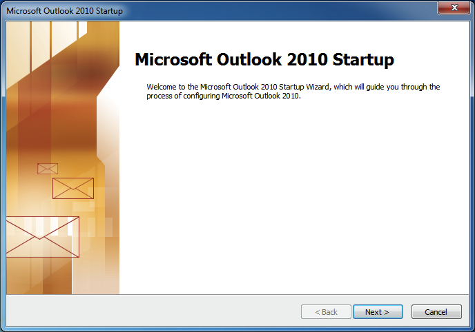 Outlook 2010 Startup Wizard